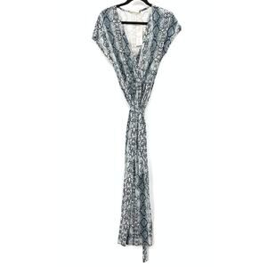 Catch Stitch Jumpsuit Womens Size Small Snake Print Faux Wrap Cap Sleeve NEW